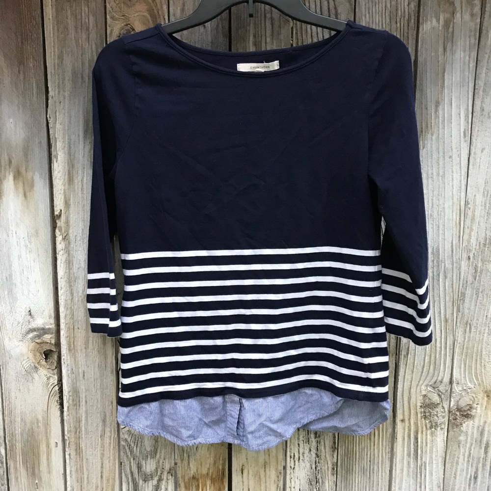 41 Hawthorn Stitch Fix Blue Striped Blouse